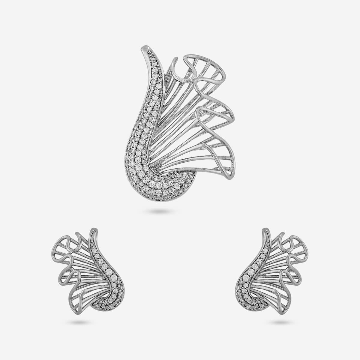 Zircon Pendant Set Zircon Pendant Earring 199574