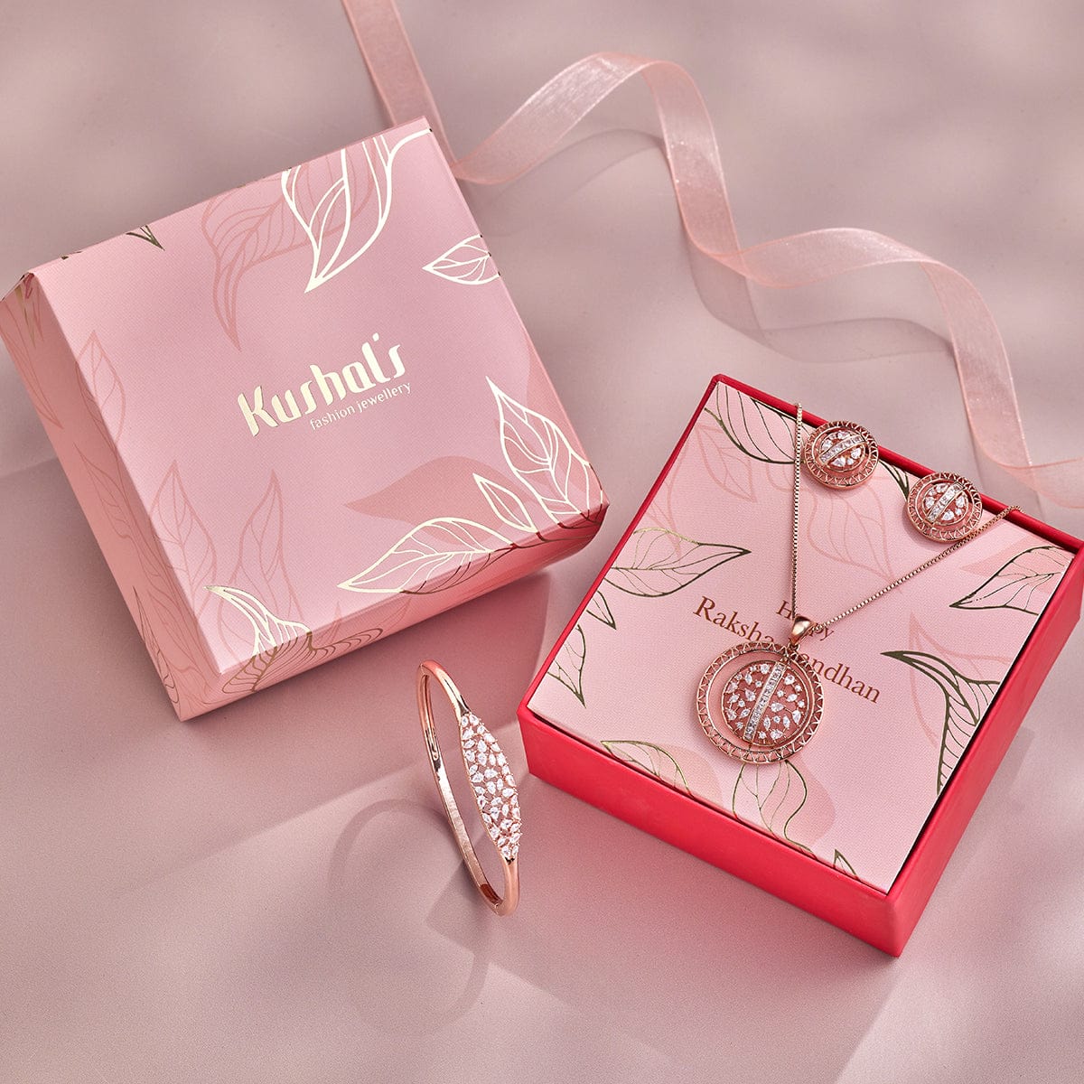 Zircon Pendant Set Celestial Charm Rakhi Gift Set