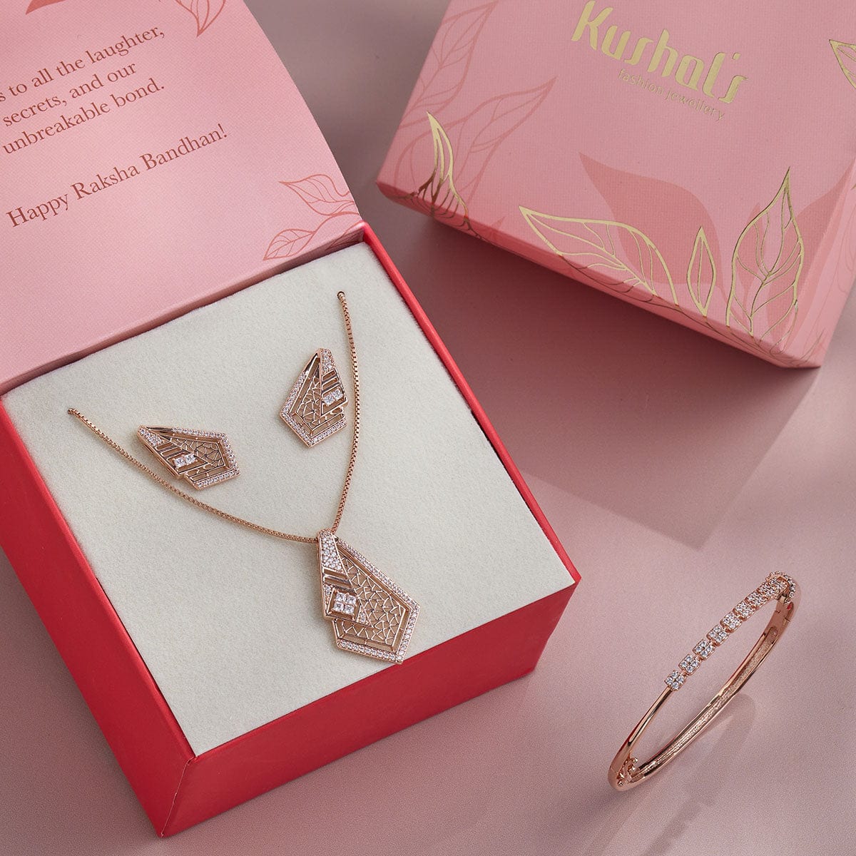 Zircon Pendant Set Dewdrop Delight Rakhi Gift Set