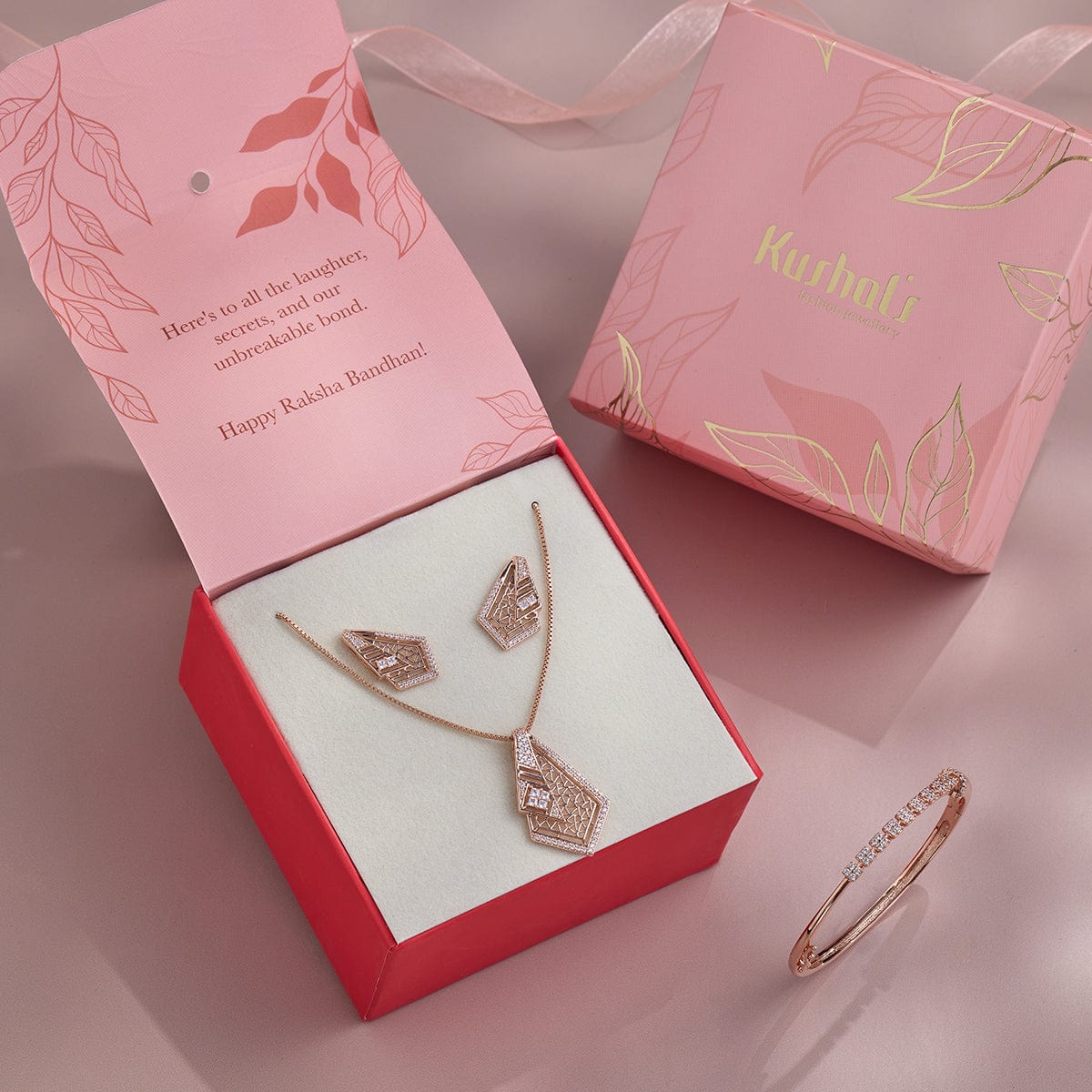 Zircon Pendant Set Dewdrop Delight Rakhi Gift Set