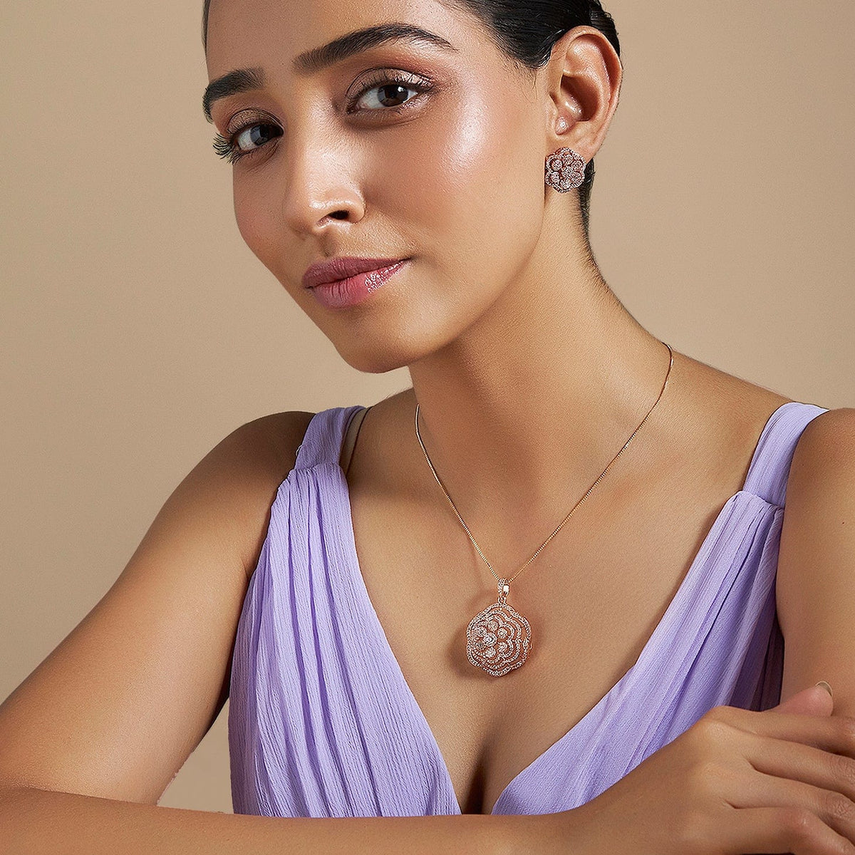 Zircon Pendant Set Zircon Pendant Earring 169477