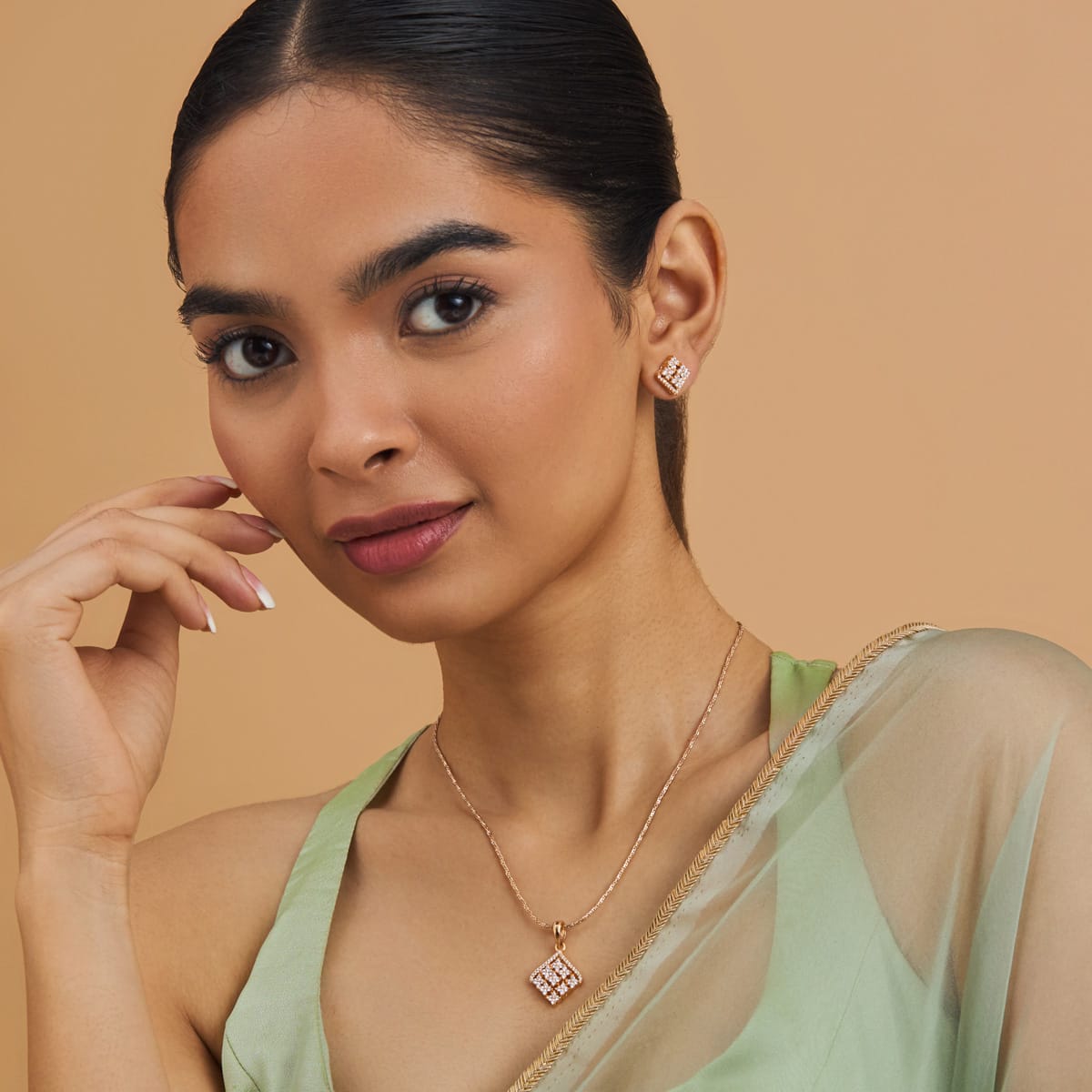 Zircon Pendant Set Zircon Pendant Earring 170678