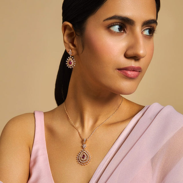 Zircon Pendant Set Zircon Pendant Earring 173954