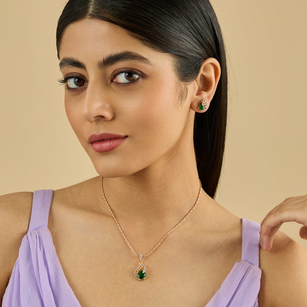 Zircon Pendant Set Zircon Pendant Earring 179970