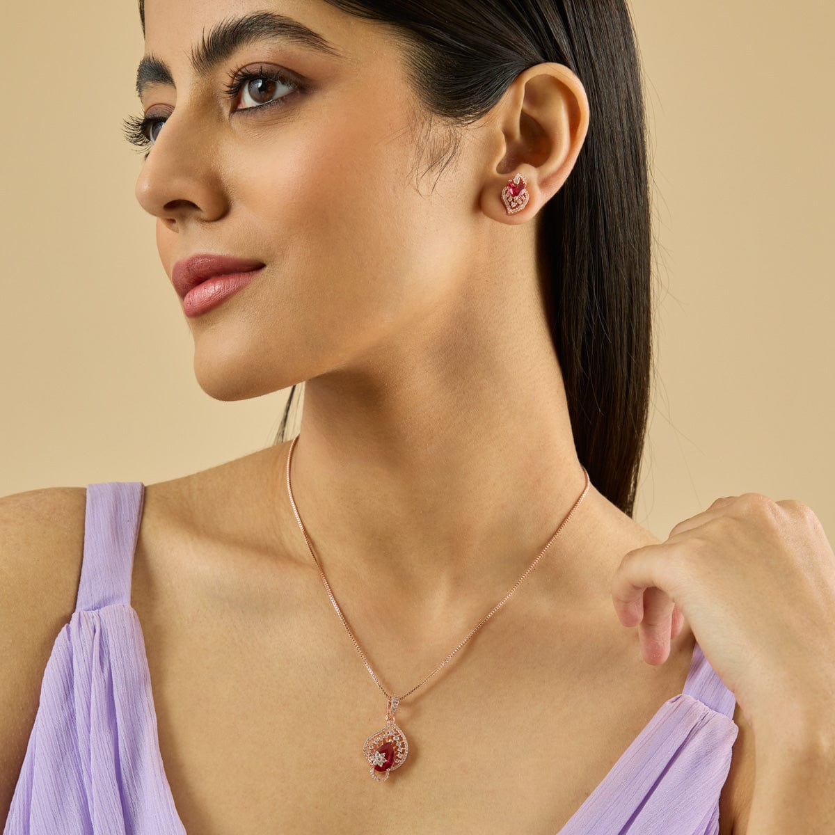 Zircon Pendant Set Zircon Pendant Earring 179972