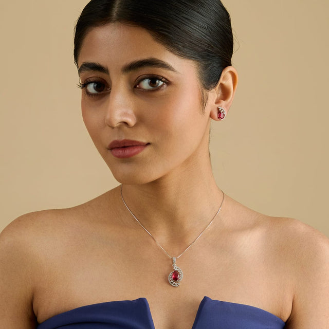 Zircon Pendant Set Zircon Pendant Earring 179973
