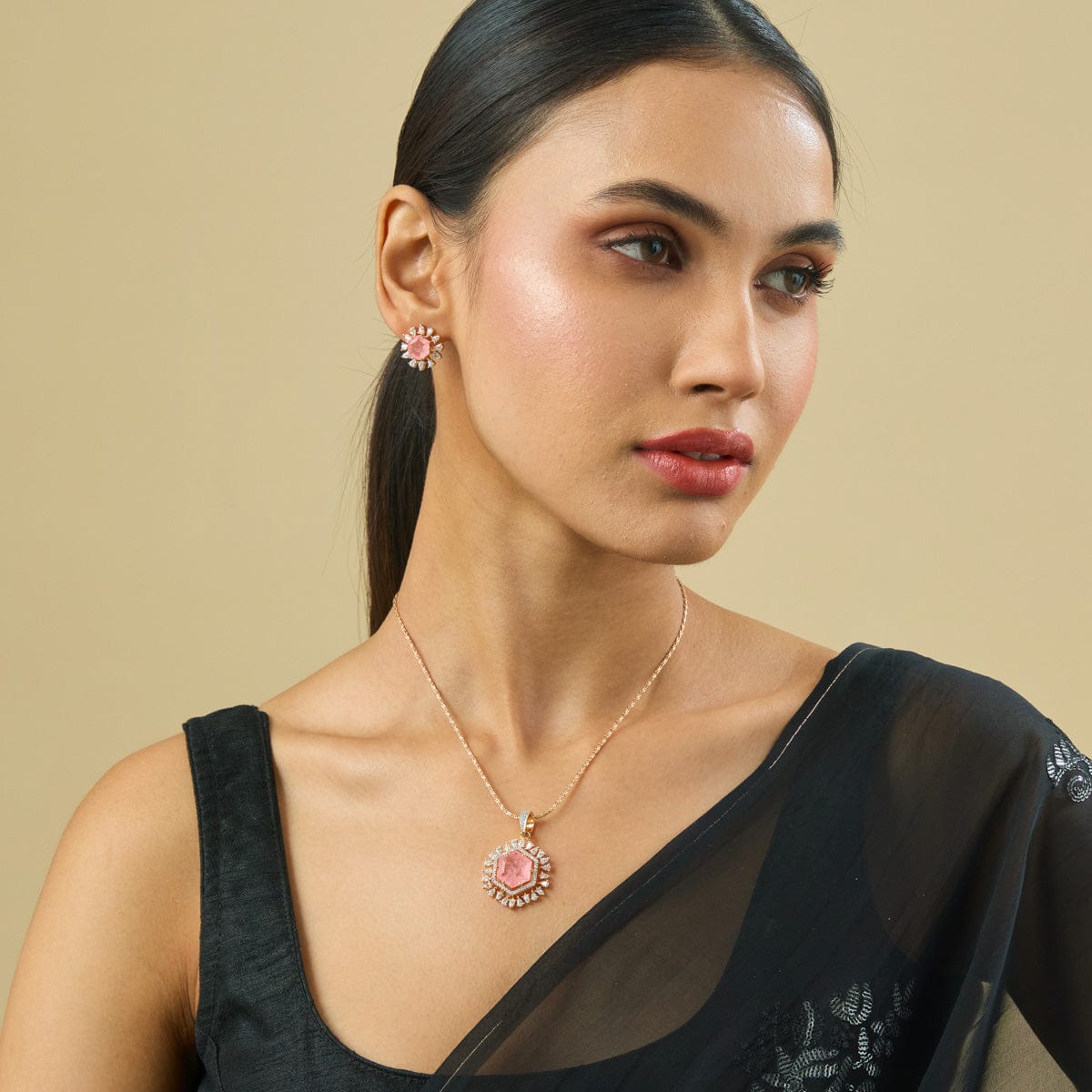 Zircon Pendant Set Zircon Pendant Earring 180316