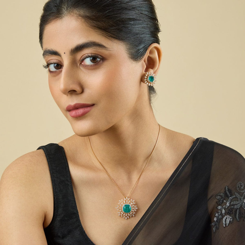 Zircon Pendant Set Zircon Pendant Earring 180322