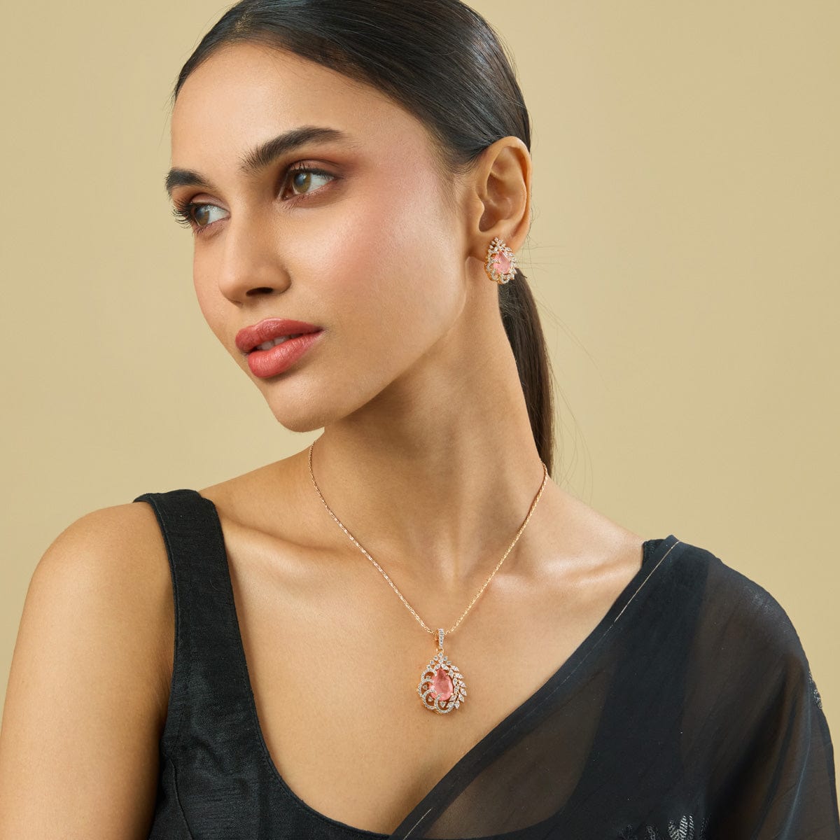 Zircon Pendant Set Zircon Pendant Earring 180326