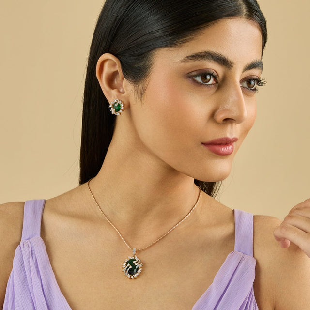 Zircon Pendant Set Zircon Pendant Earring 181545