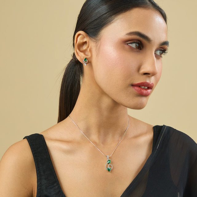 Zircon Pendant Set Zircon Pendant Earring 181550