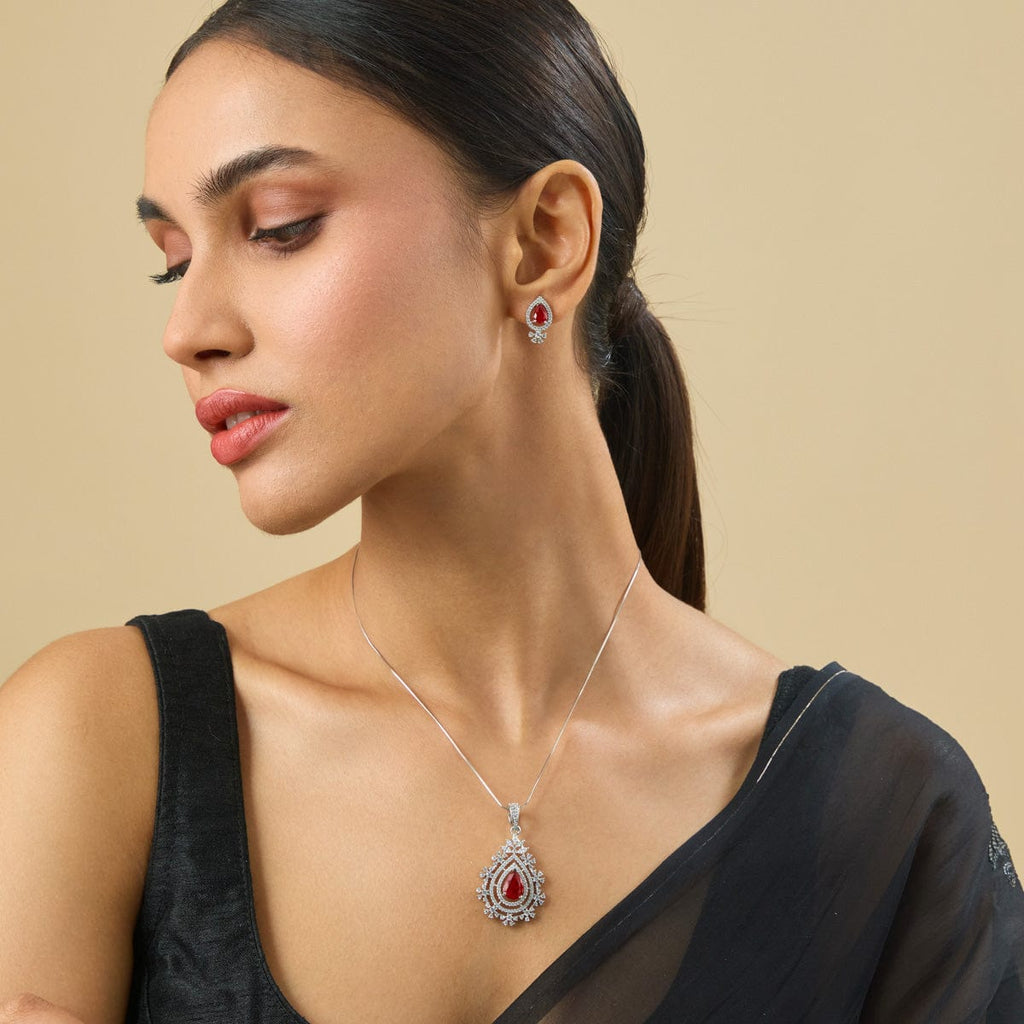 Zircon Pendant Set Zircon Pendant Earring 182054