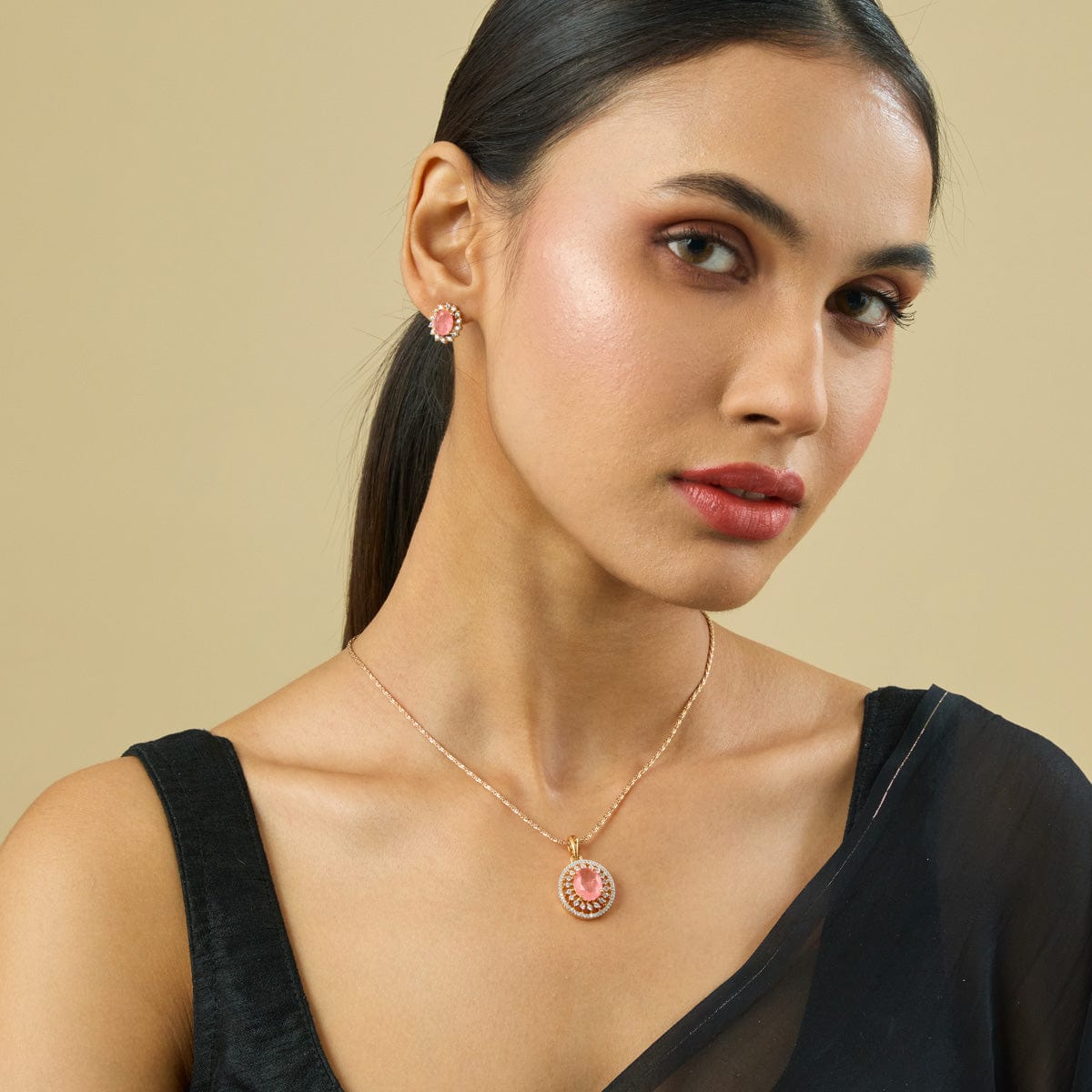 Zircon Pendant Set Zircon Pendant Earring 182055