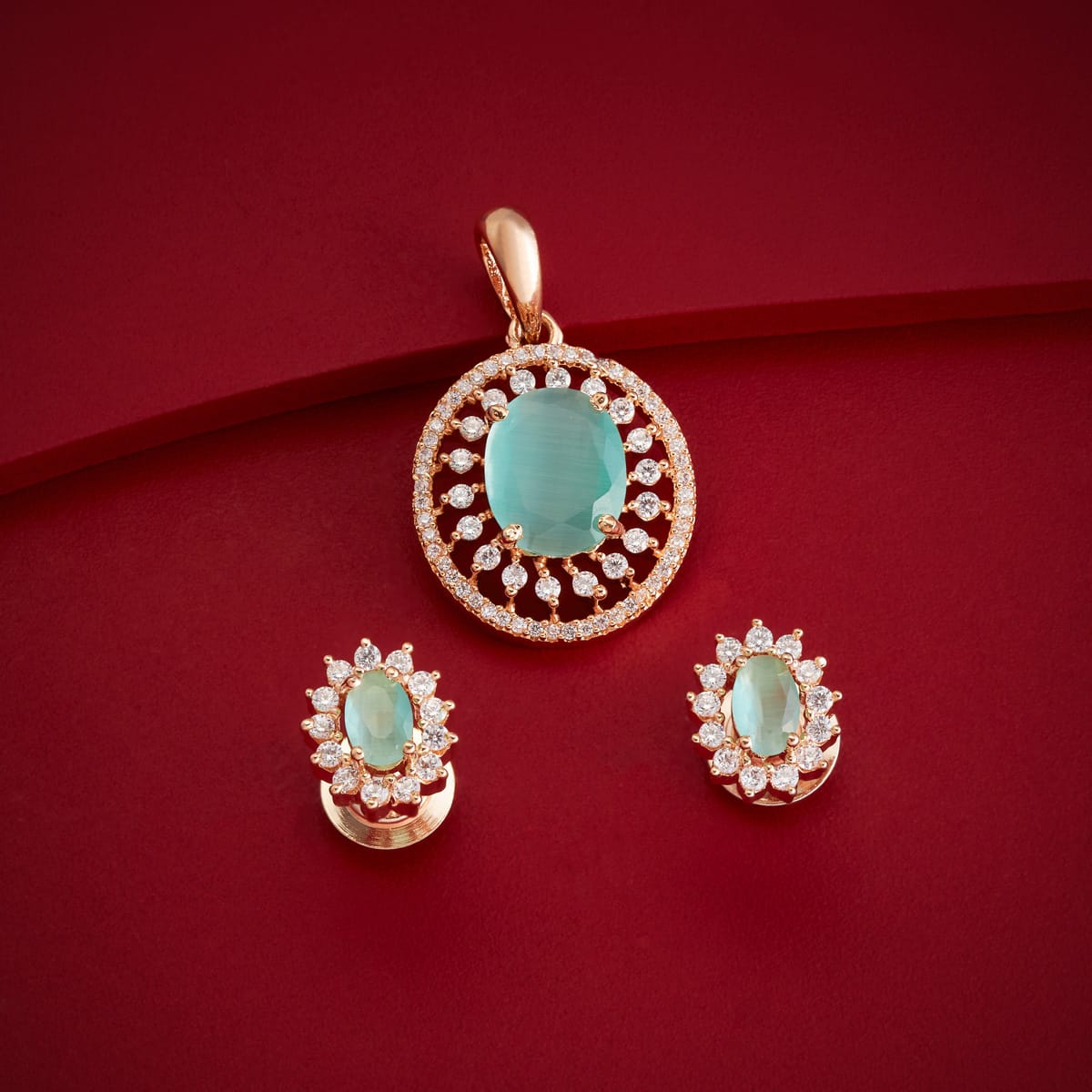 Zircon Pendant Set Zircon Pendant Earring 182055