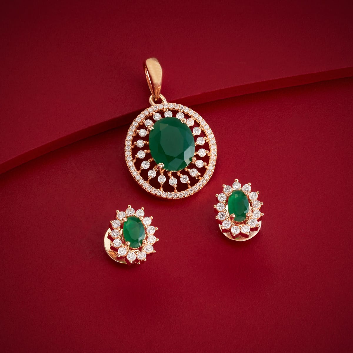 Zircon Pendant Set Zircon Pendant Earring 182055