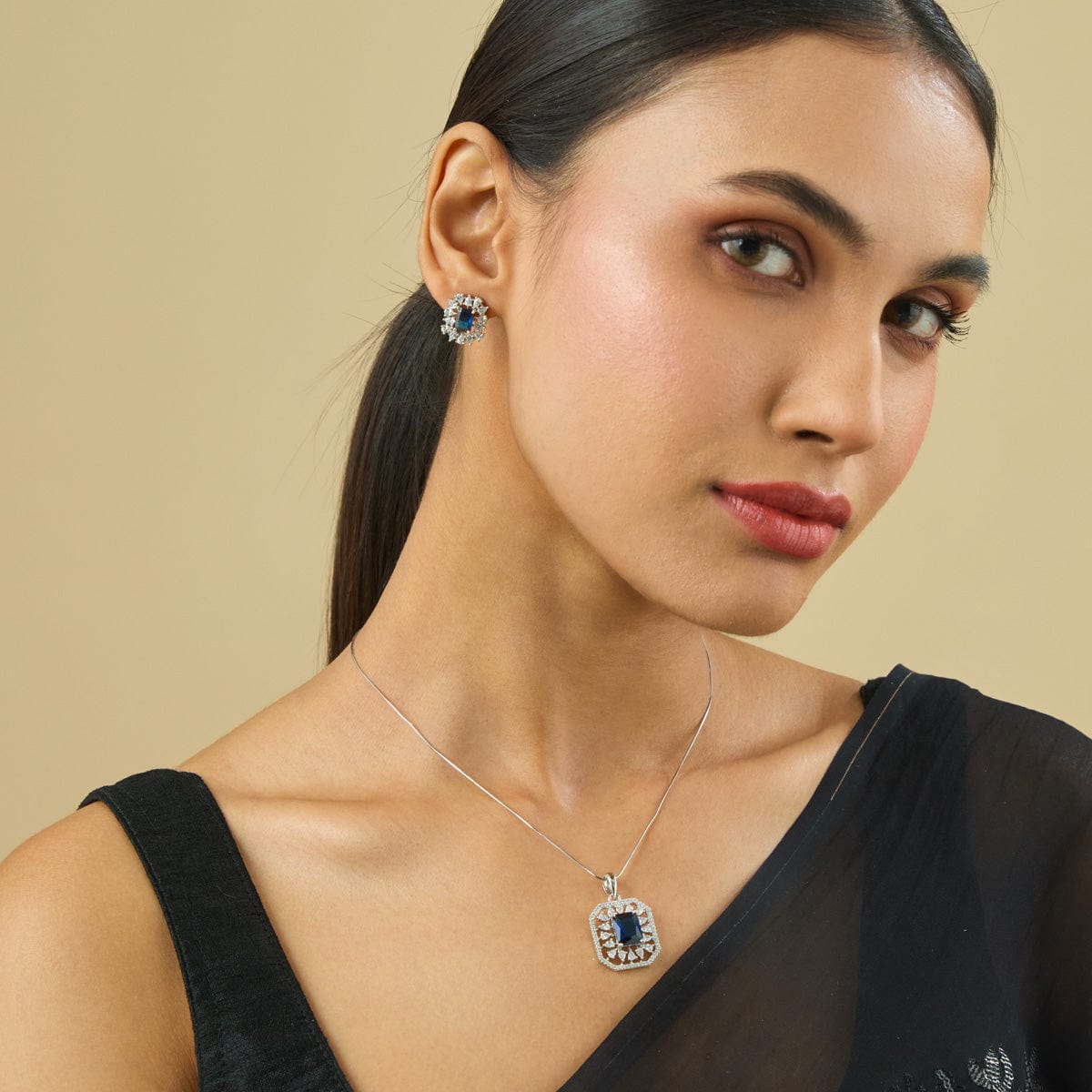 Zircon Pendant Set Zircon Pendant Earring 182056