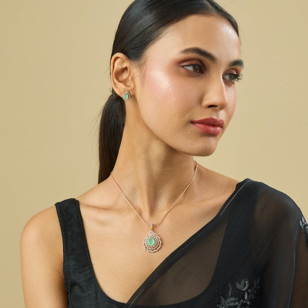 Zircon Pendant Set Zircon Pendant Earring 182057