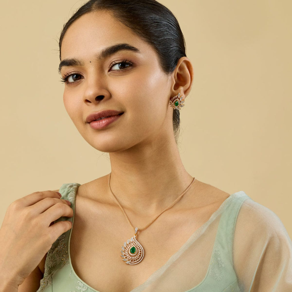 Zircon Pendant Set Zircon Pendant Earring 182431