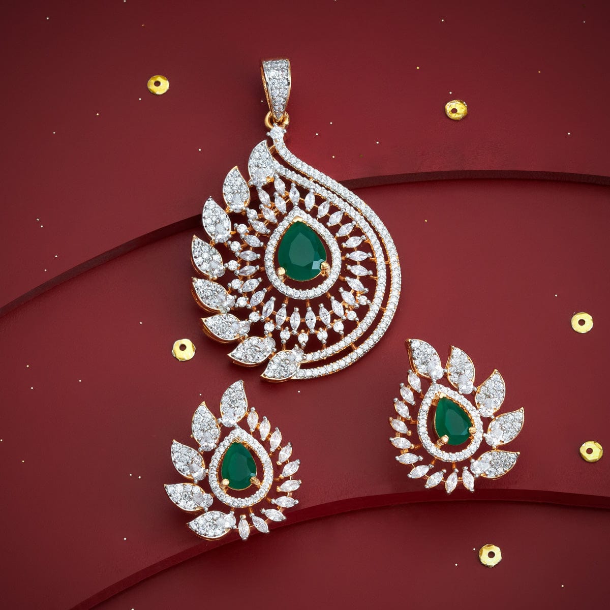 Zircon Pendant Set Zircon Pendant Earring 182431