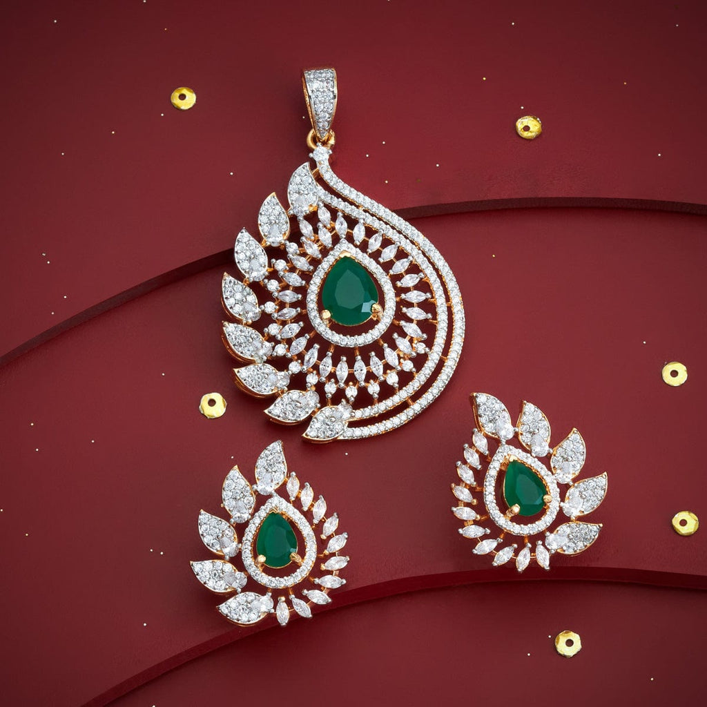Zircon Pendant Set Zircon Pendant Earring 182431