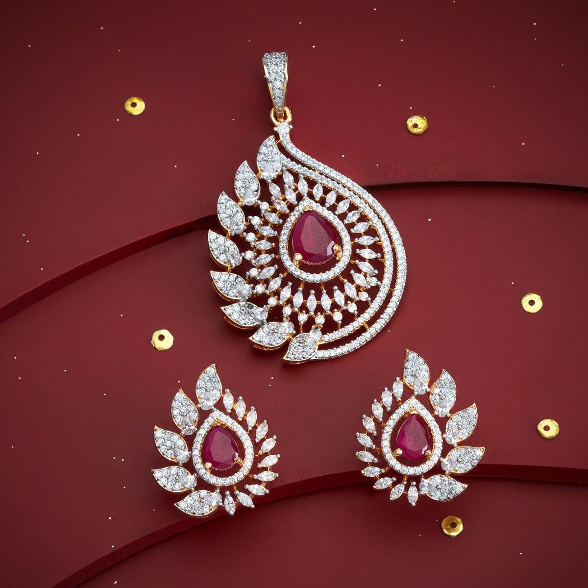 Zircon Pendant Set Zircon Pendant Earring 182431