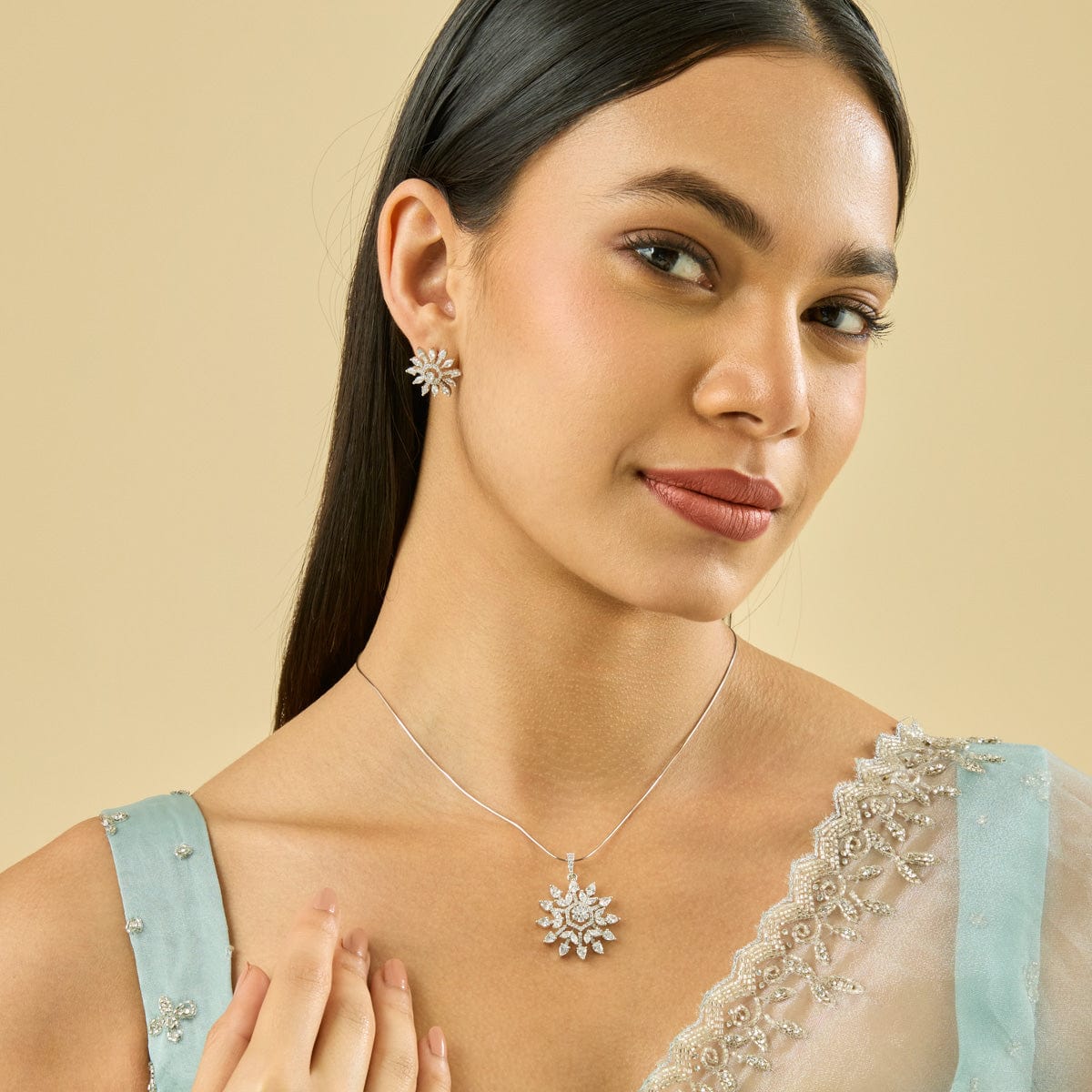 Zircon Pendant Set Zircon Pendant Earring 182474