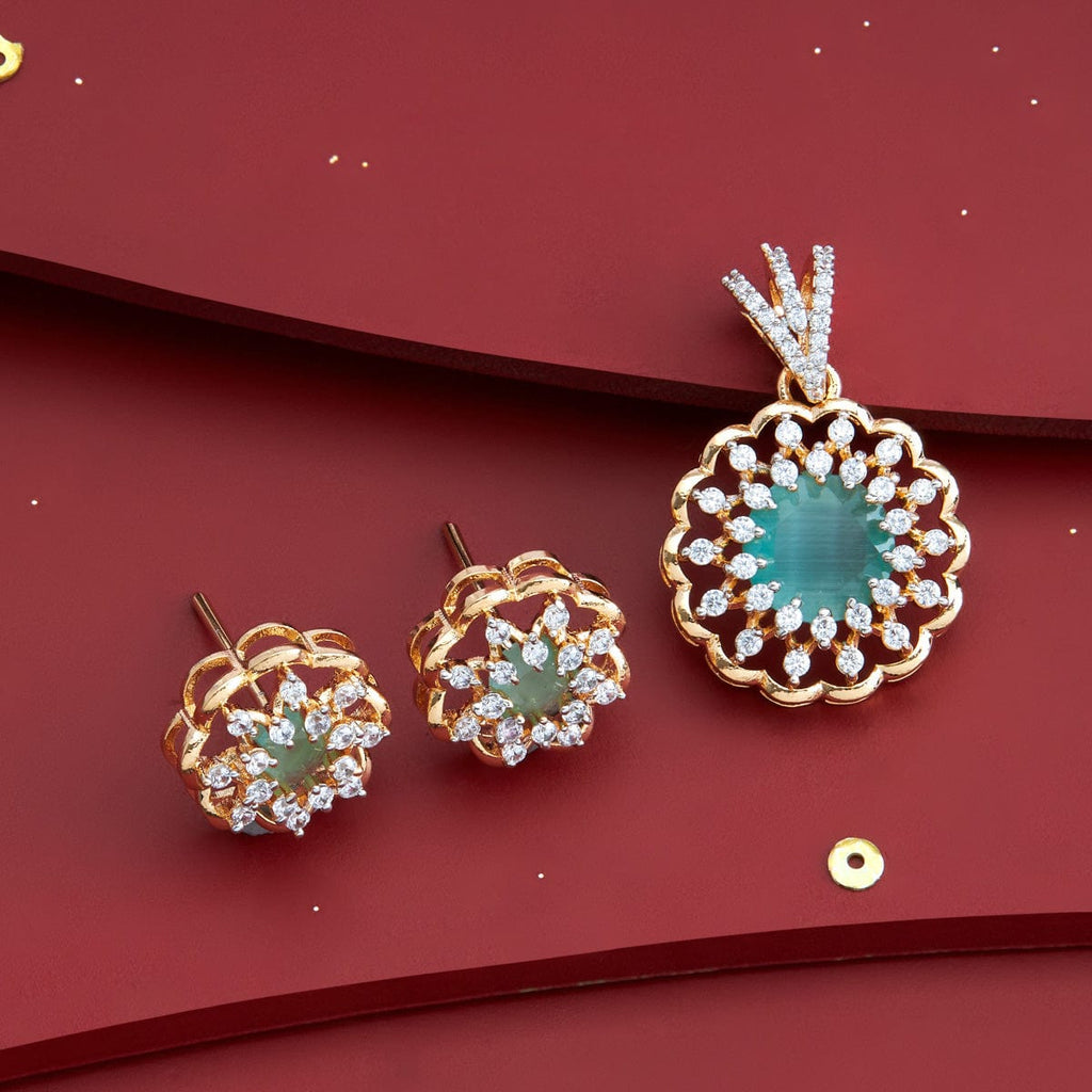 Zircon Pendant Set Zircon Pendant Earring 182478