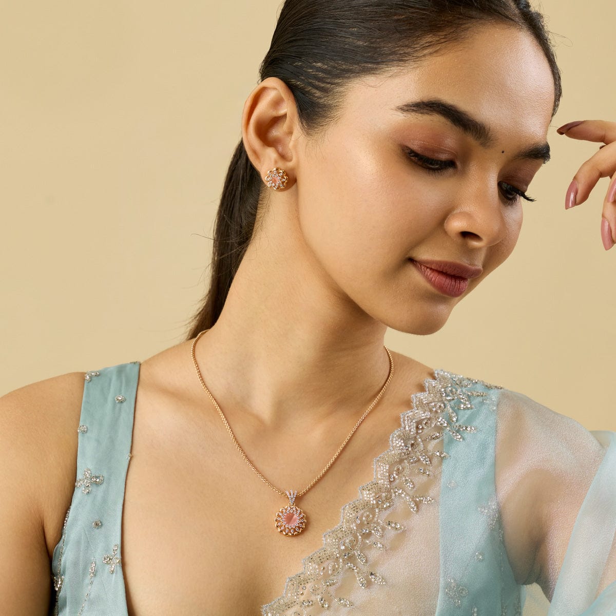 Zircon Pendant Set Zircon Pendant Earring 182478