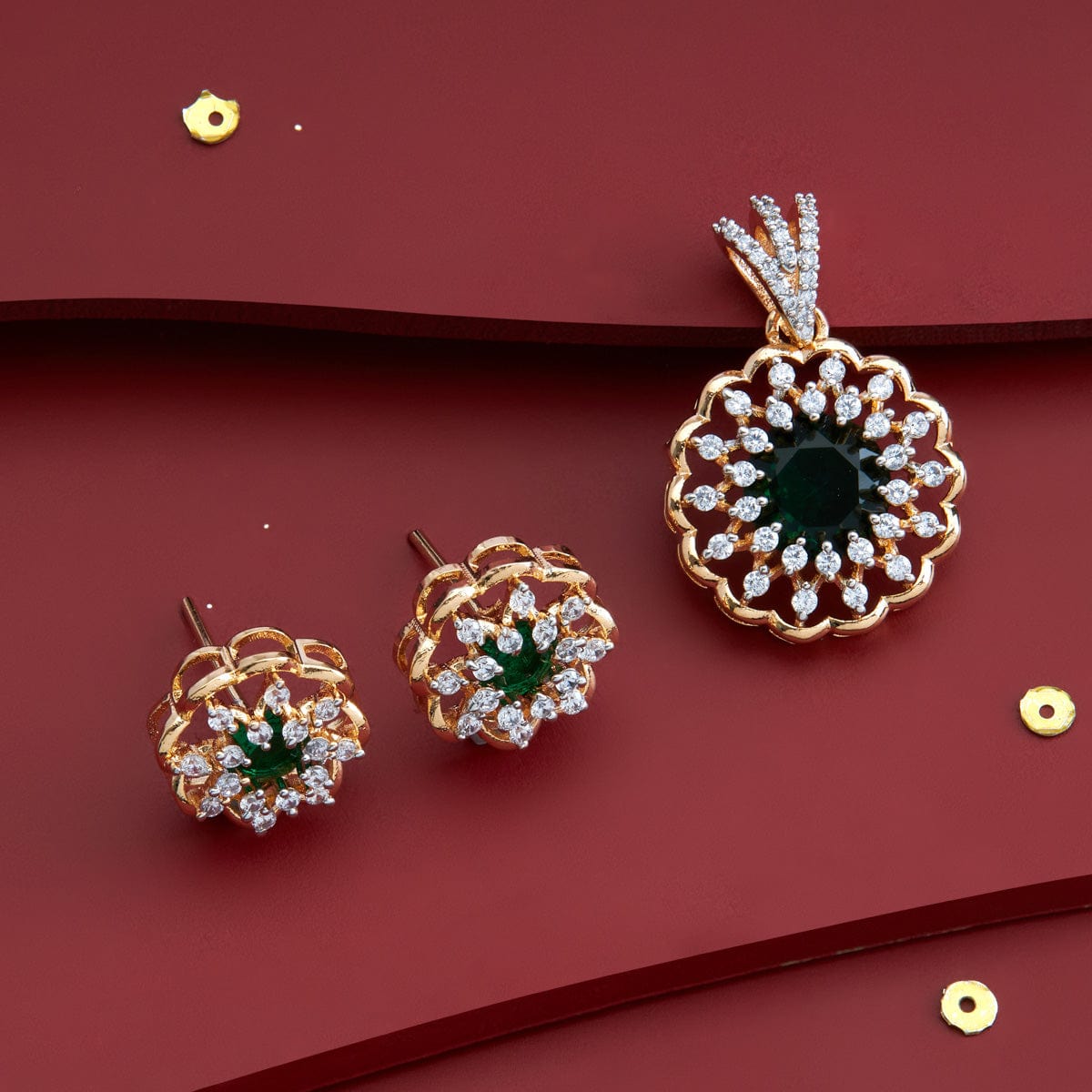 Zircon Pendant Set Zircon Pendant Earring 182478