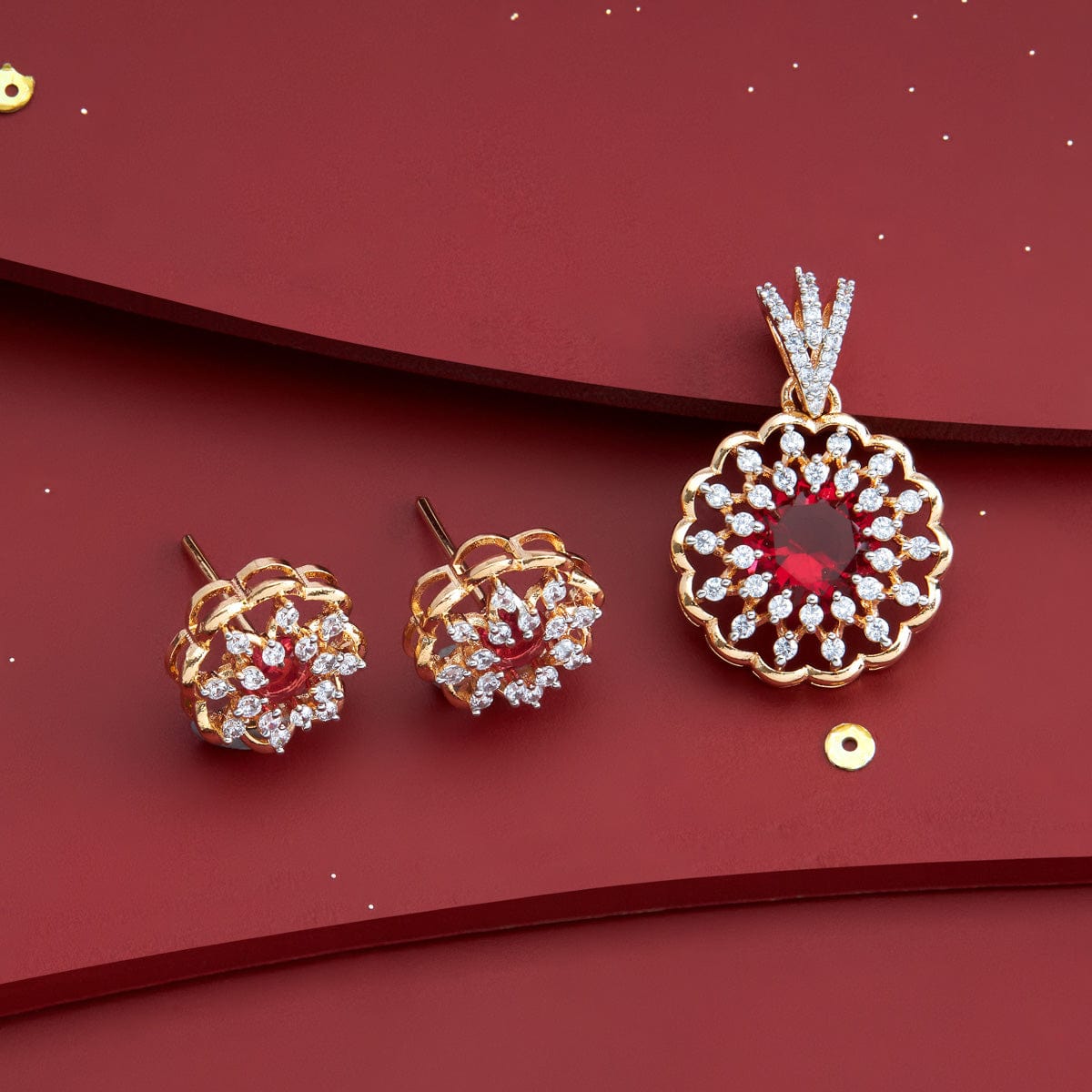 Zircon Pendant Set Zircon Pendant Earring 182478