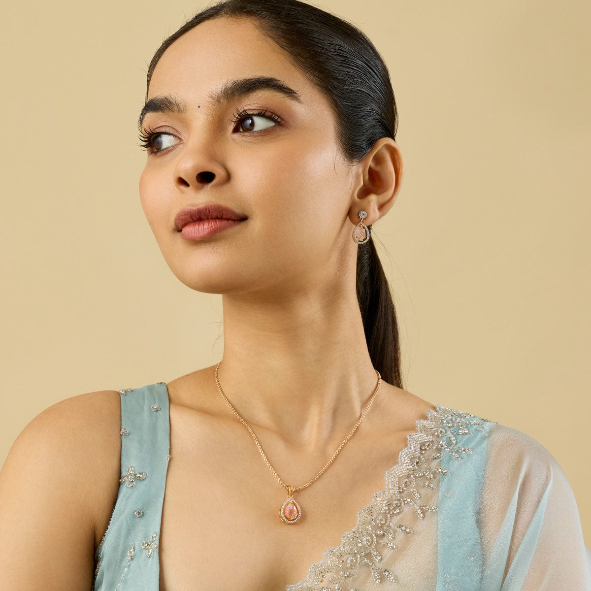 Zircon Pendant Set Zircon Pendant Earring 182481