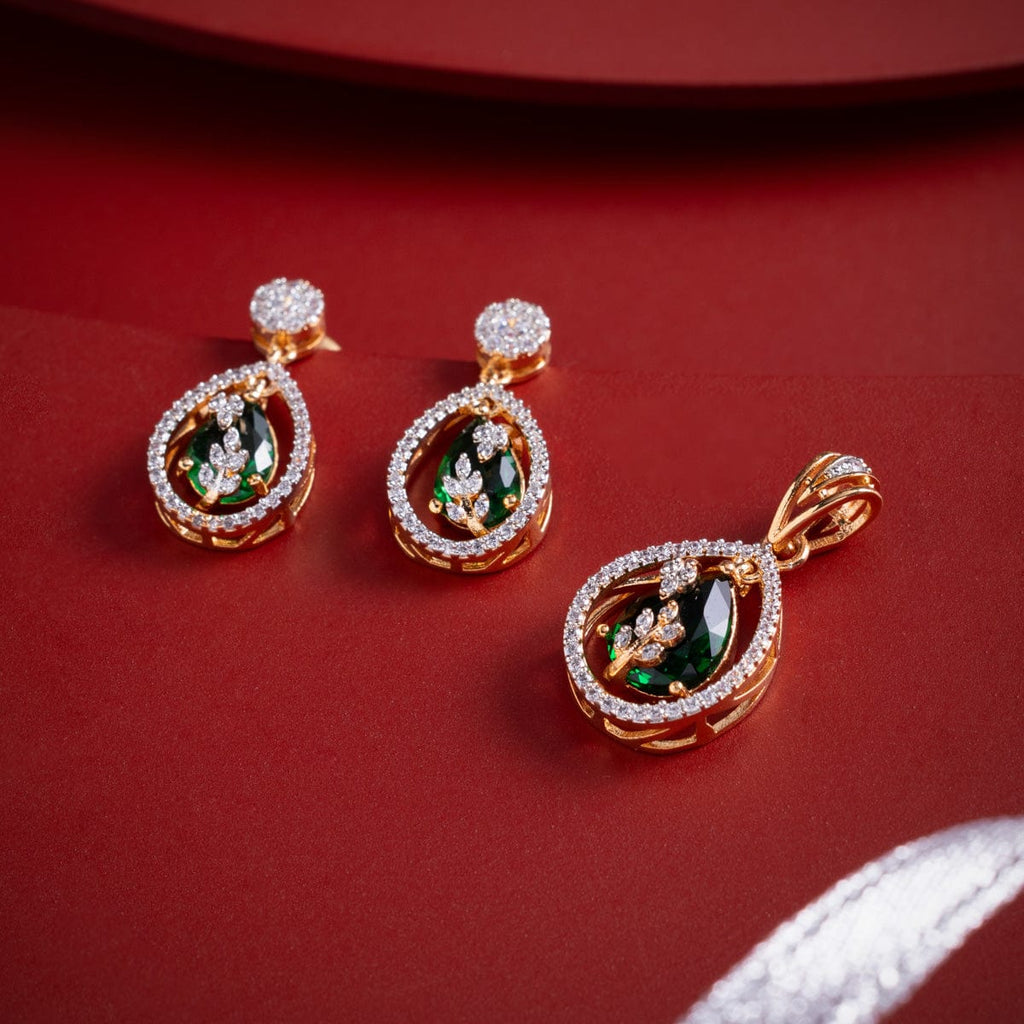 Zircon Pendant Set Zircon Pendant Earring 182481