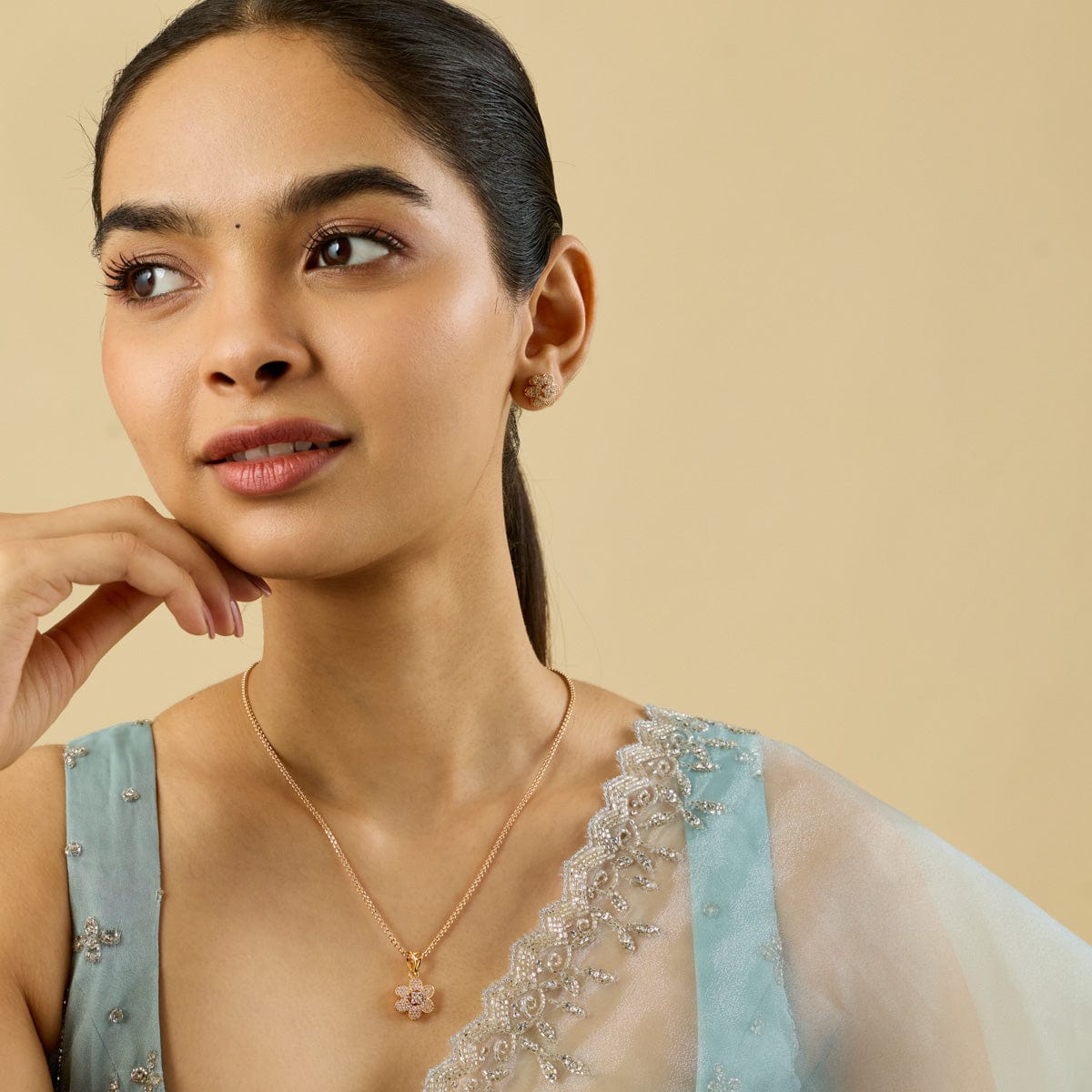 Zircon Pendant Set Zircon Pendant Earring 182484