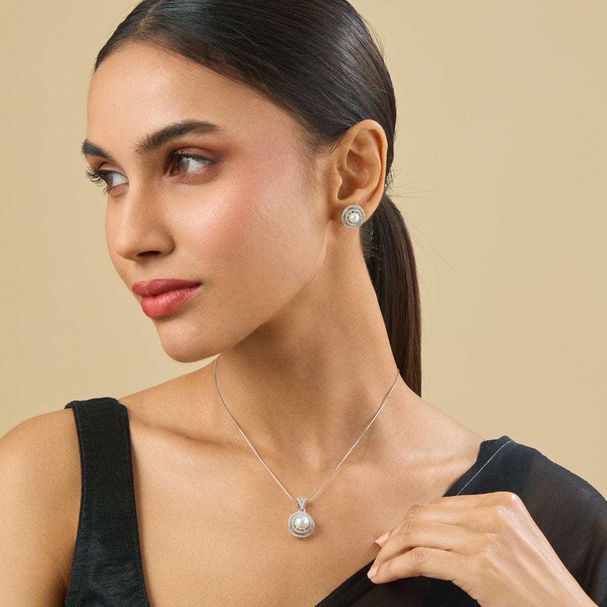 Zircon Pendant Set Zircon Pendant Earring 182486