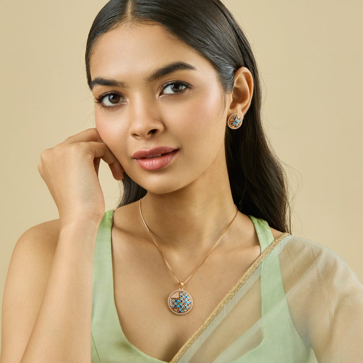 Zircon Pendant Set Zircon Pendant Earring 182629