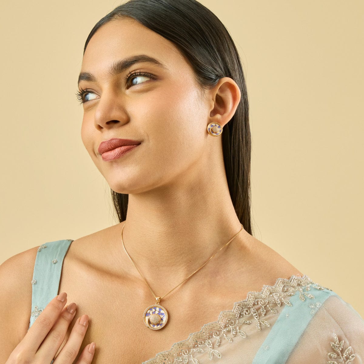 Zircon Pendant Set Zircon Pendant Earring 182631