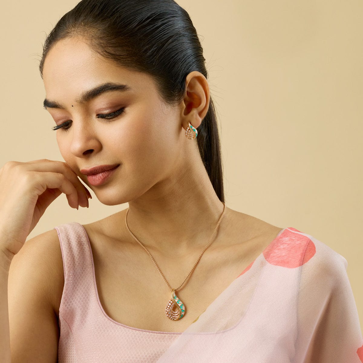 Zircon Pendant Set Zircon Pendant Earring 182633