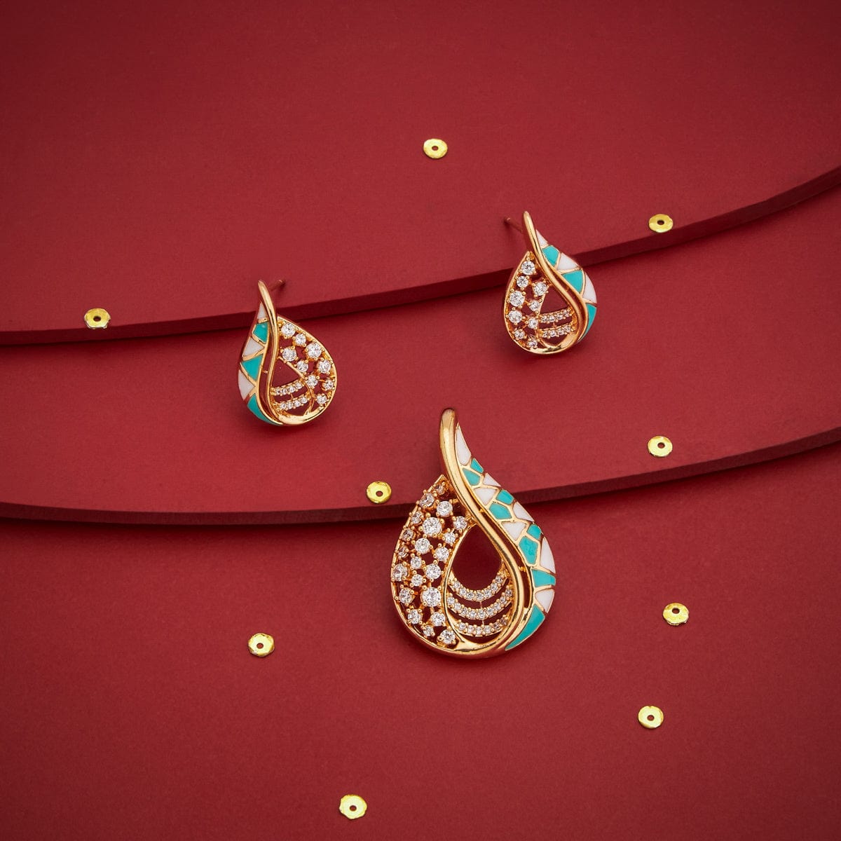 Zircon Pendant Set Zircon Pendant Earring 182633