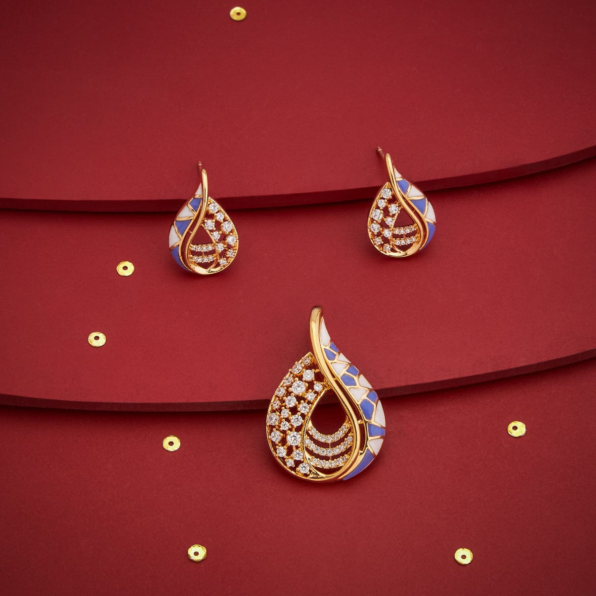 Zircon Pendant Set Zircon Pendant Earring 182633