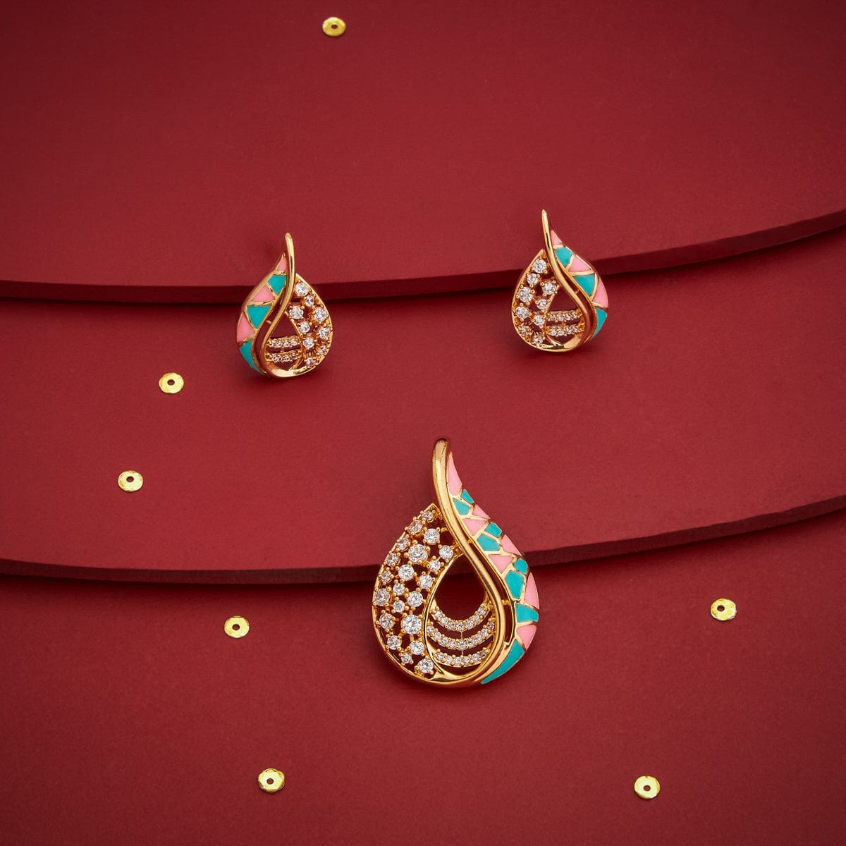 Zircon Pendant Set Zircon Pendant Earring 182633