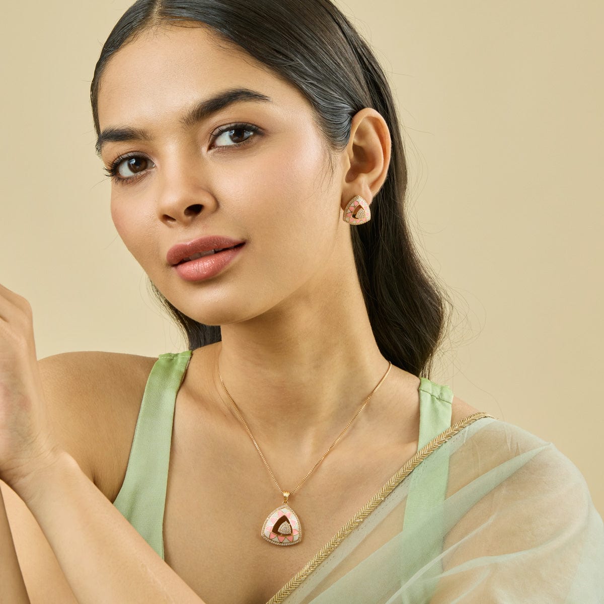 Zircon Pendant Set Zircon Pendant Earring 182634