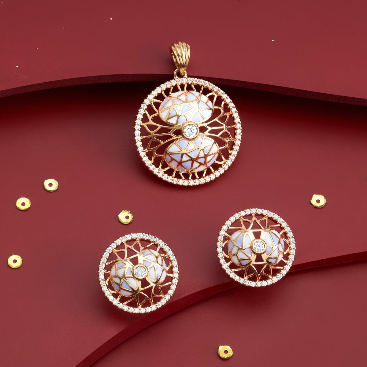 Zircon Pendant Set Zircon Pendant Earring 184730