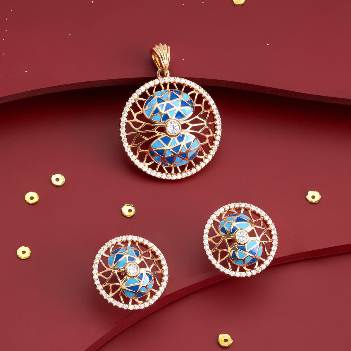 Zircon Pendant Set Zircon Pendant Earring 184730