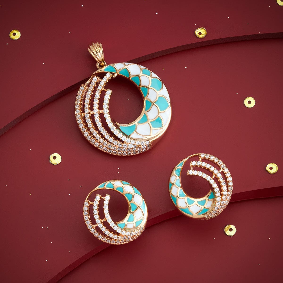 Zircon Pendant Set Zircon Pendant Earring 184737