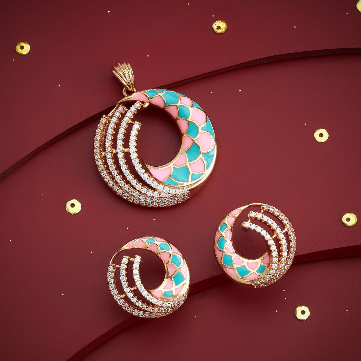 Zircon Pendant Set Zircon Pendant Earring 184737