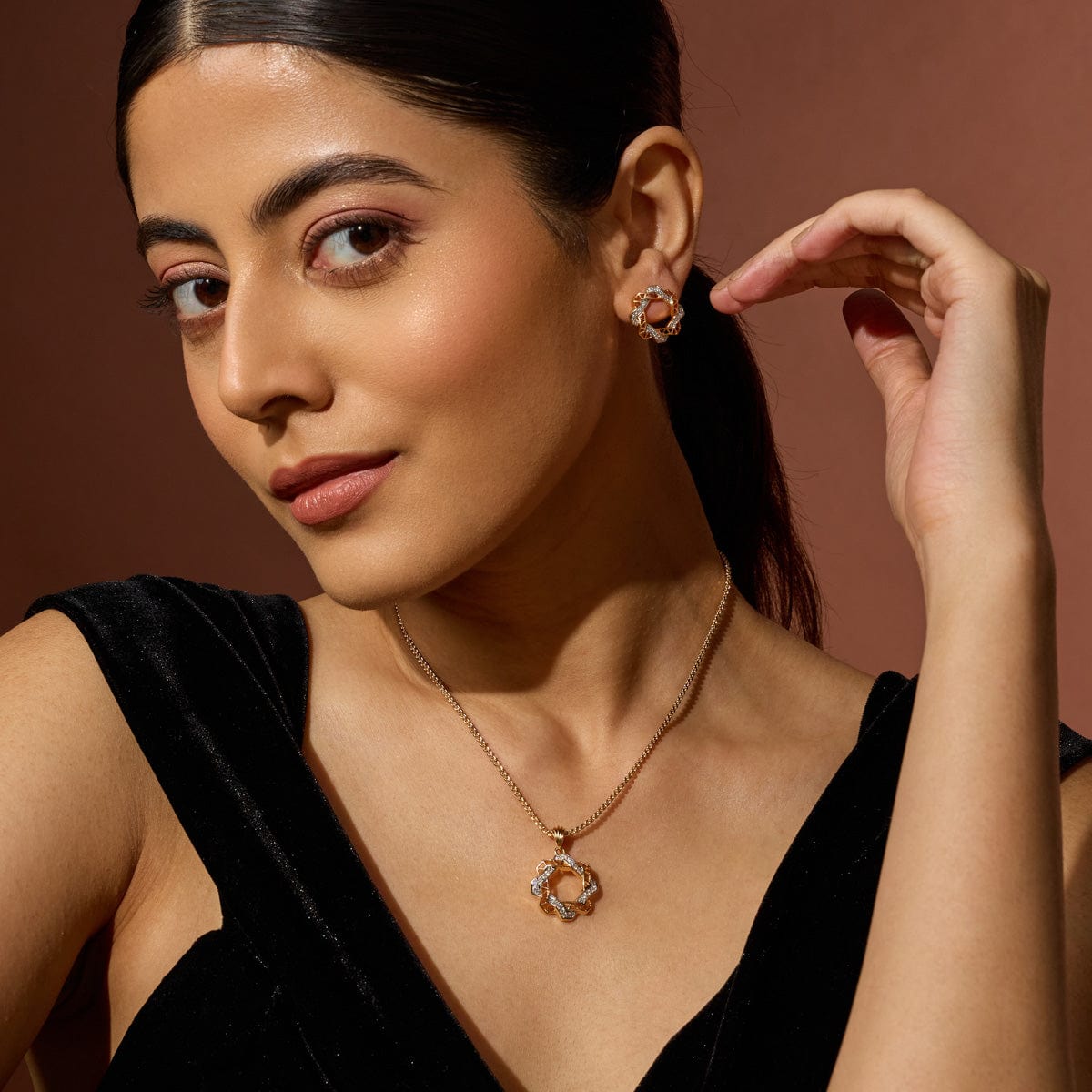 Zircon Pendant Set Zircon Pendant Earring 187701