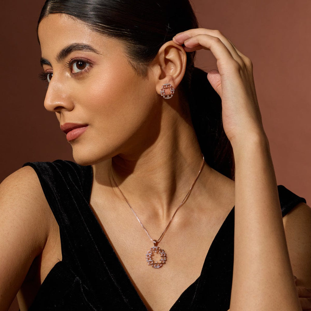 Zircon Pendant Set Zircon Pendant Earring 187702