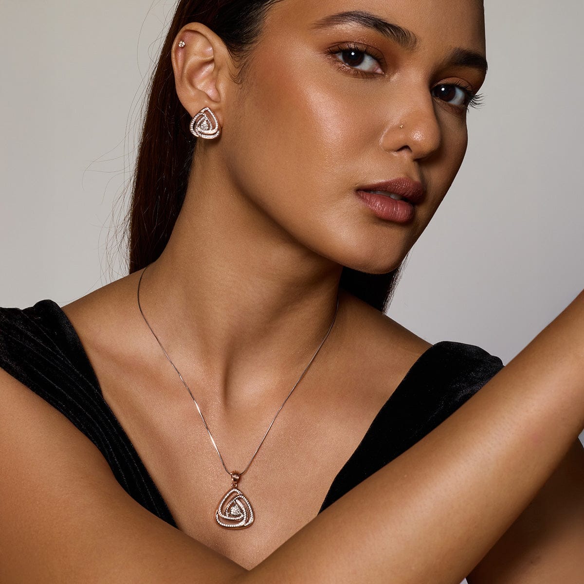 Zircon Pendant Set Zircon Pendant Earring 187703