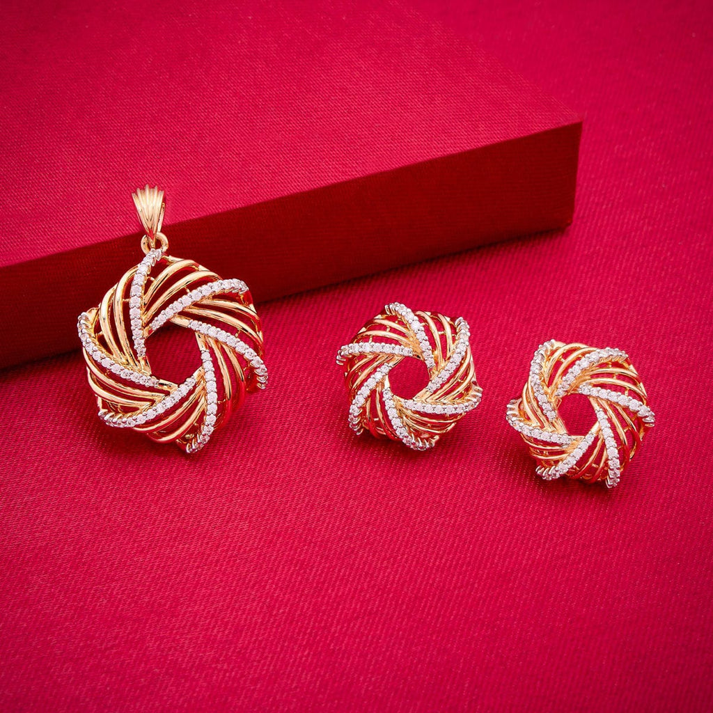 Zircon Pendant Set Zircon Pendant Earring 187704