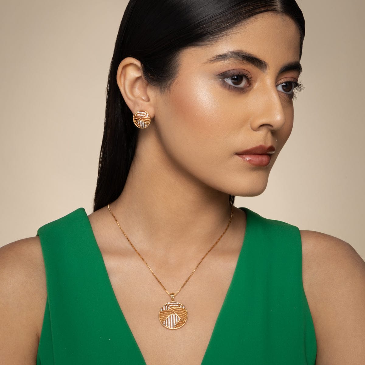 Zircon Pendant Set Zircon Pendant Earring 189246